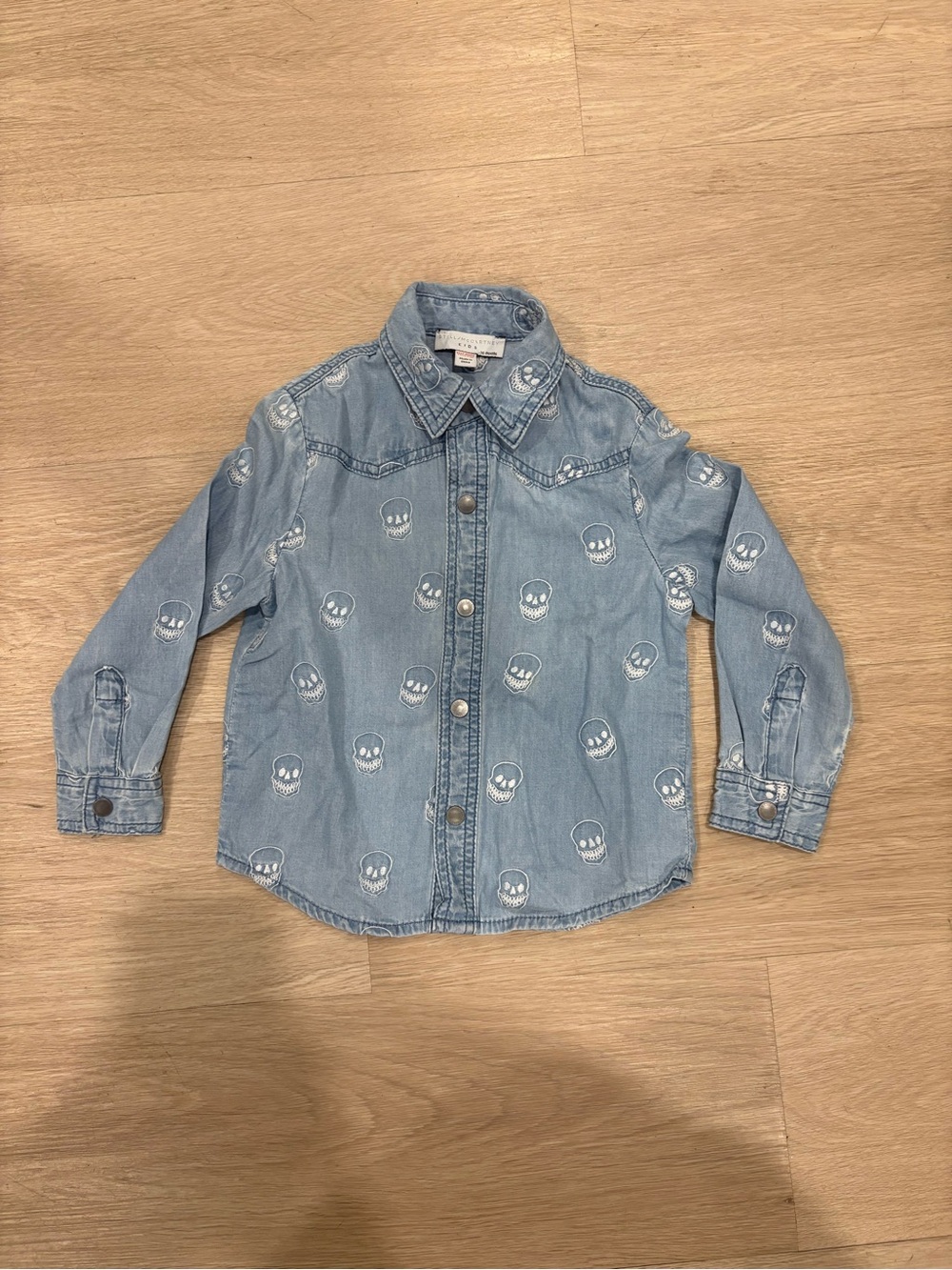 Stella McCartney Light Blue Denim Skull-Print Kids Jacket 3T